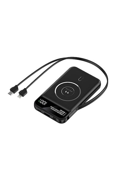 ideal STORE Travel Battery IdealStore 10000 mAh, 4 Outputs, USB-C, Micro USB, Wireless Charging, LED Screen, Bla