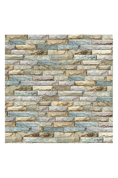 SIKS Self-Adhesive 3D Wallpaper, Embossed Brick Pattern, Beige/Blue, 77x70cm