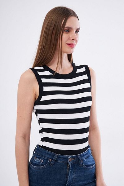 ufukmoda Women's Ribbed Lycra Cotton Crew Neck Sleeveless T-Shirt Undershirt