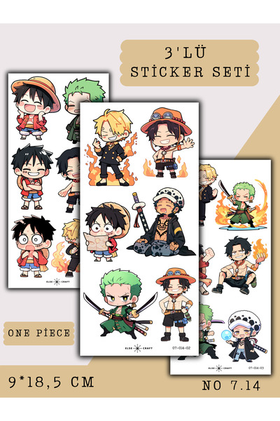 Else Craft 3'lü One Piece Anime Manga Temalı Sticker 7.14