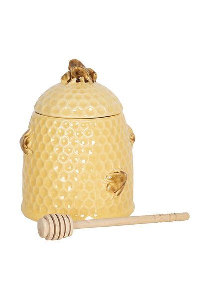 Clayre & Eef Ceramic Honey Jar 11x14 cm