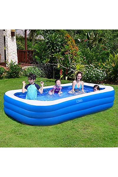 SIKS Piscină gonflabilă de exterior/grădină pentru adulți sau copii, 210 x 135 x 54 cm, 3+ ani, albastră