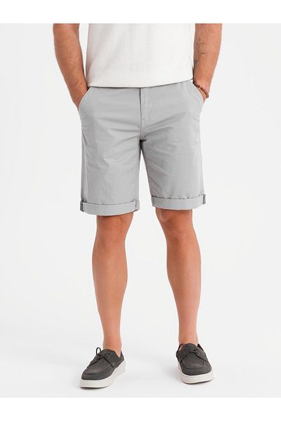OMBRE Klassische Herren Chino Shorts mit hochgekrempeltem Bein - grau V12 OM-SRCS-0197 XL