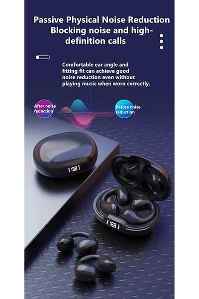 zeevos wireless headphones, bluetooth 5.3, sports model, ear clip, touch control, HD sound,