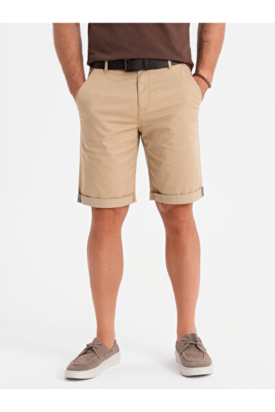 OMBRE Klassische Herren Chino Shorts mit hochgekrempeltem Bein - beige V11 OM...