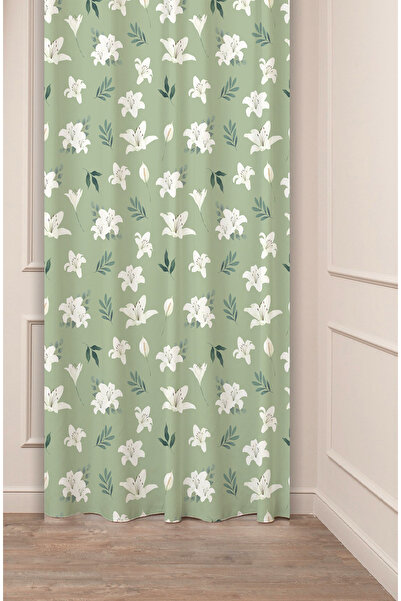 GREENDECOR Lily Flower Leaf Bohemian Simple Soft Patterned Special Design Digital Printed (Single Wing) Stylish Background Curtain