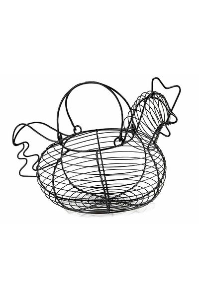 Decorer Metal Hen Basket Black 28x19x19 cm