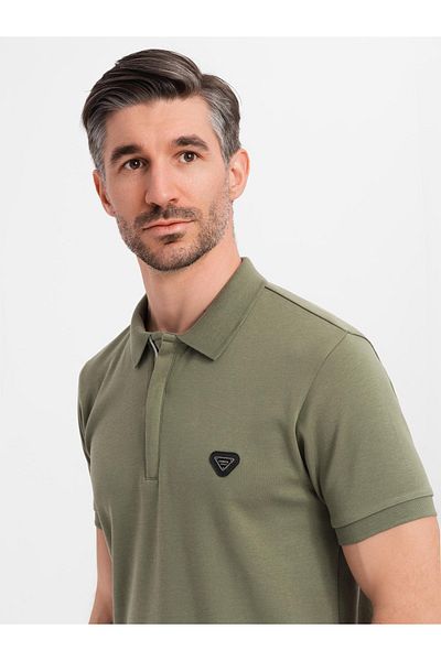 OMBRE Herren Poloshirt mit Reißverschluss am Ausschnitt - oliv V5 OM-POSS-0148 M