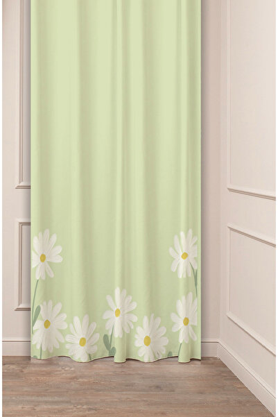 GREENDECOR Floare de margaretă, boemă, simplă, pastel moale, cu model, design special, digital cu imprimeu (o singură aripă), perdea de fundal elegantă