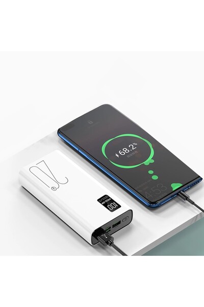 ideal STORE Εξωτερική μπαταρία IdealStore Super Charge, χωρητικότητας 20.000 mAh, ένδειξη ποσοστού μπαταρίας LED, λευκό