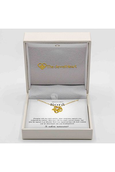 The Jewel Heart Colier Deosebit Pentru Soră – Cadou Din Argint 925 Placat Cu Aur 14K, Prezentare Premium