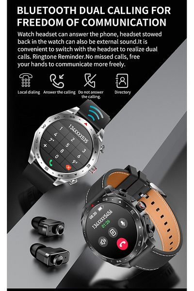 zeevos T95 smartwatch with built-in Bluetooth headphones, 2in1, physical activity monitoring,