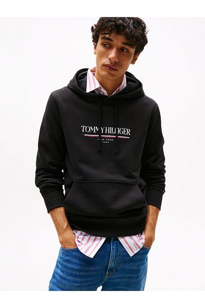 Tommy Hilfiger Male Black Brand Love Hilfiger Hoodie
