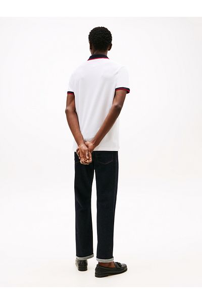 Tommy Hilfiger Men White Contrast Collar Cuff Short Sleeve Polo T-Shirt