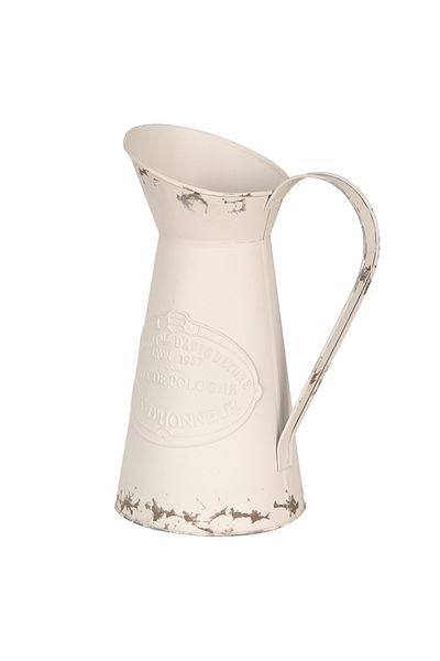 Clayre & Eef Decorative Metal Jug White Antiqued 19x14x27 cm