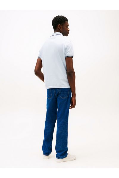 Tommy Hilfiger Men Breezy Blue Tipped Slim Fit Short Sleeve Polo T-Shirt