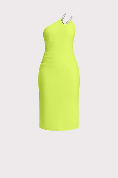 Herve Leger Rochie midi din jerseu cu bretele și garnitură cu cristale - - Negru, S