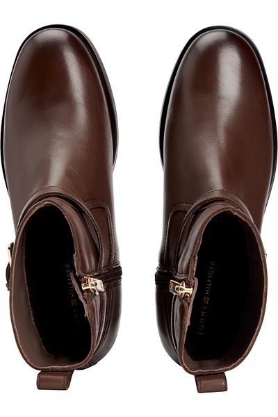 Tommy Hilfiger Legacy Brown Metal Buckle Riding Leather Ankle Boots