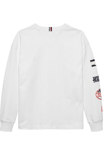 Tommy Hilfiger Boys White Camp Tommy Multi Print Long Sleeve T-Shirt