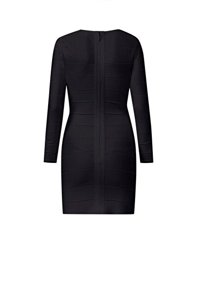 Herve Leger ROCHIE MINI CU MÂNECĂ LUNGĂ - HERVE LEGER - NEGRU, XS
