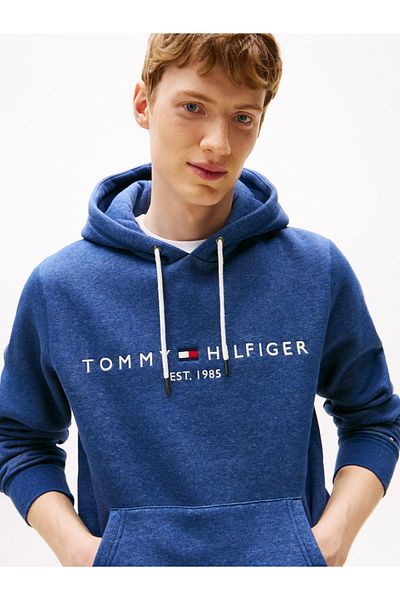 Tommy Hilfiger Male Aegean Sea Heather Logo Hoodie