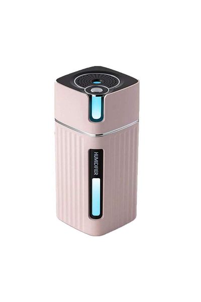 SIKS Umidificator ®, difuzor de aromă, cu ultrasunete, silențios, formă de cub, potrivit pentru mașină, birou, roz