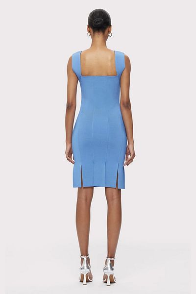 Herve Leger ROCHIE MINI BANDAJ AUTOWASH CU CATARAHĂ - HERVE LEGER - L, ALBASTRU
