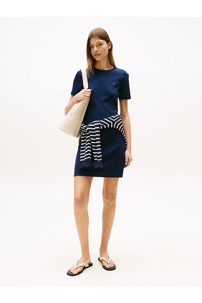 Tommy Hilfiger Women Dark Night Navy New Cody Str Slim Mini T-Shirt Dress