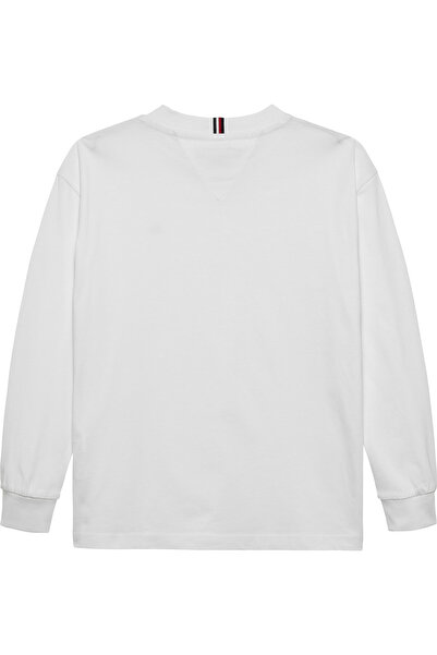 Tommy Hilfiger تي شيرت تومي هيلفيغر للأولاد باللون الأبيض بقصّة عادية وأكمام طويلة