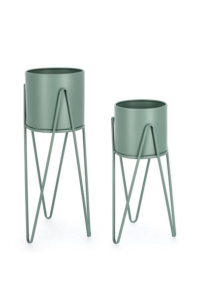Bizzotto Set de 2 suporturi pentru flori din oțel verde Madelyn