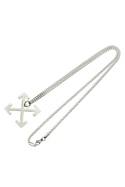 Tessero Lantisor model Cuban Chain cu pandantiv in forma de sageti, otel inoxidabil, unisex, Tessero, argint