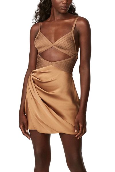 Herve Leger ROCHIE MINI CU DRAPAJ DECOUPE - HERVE LEGER X LAW ROACH - MARO, M