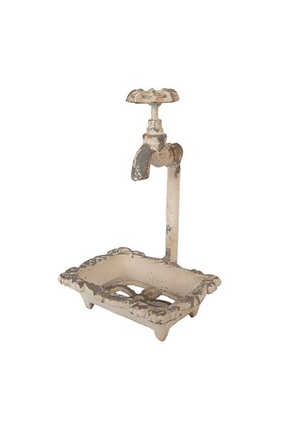 Clayre & Eef Soap Dish Antique Beige Iron 14x12x23 cm