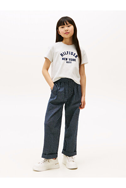 Tommy Hilfiger Tommy Hilfiger Girls Grey Heather Satin Applique Short Sleeve T-Shirt