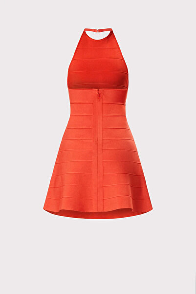 Herve Leger A-LINE HALTER MINI DRESS - HERVE LEGER - RED, S