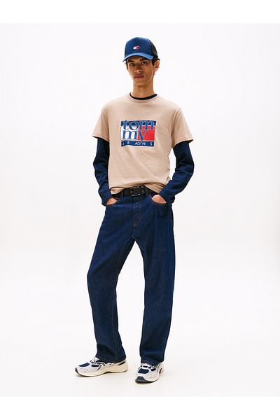 Tommy Hilfiger Men Coastal Taupe Slim Rwb Flag Short Sleeve T-Shirt