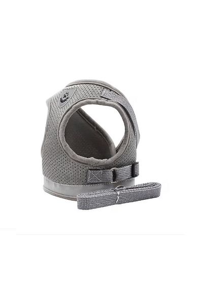 Supet Set ham și lesă pentru pisici, textil, gri, mărimea S