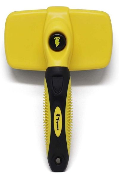 Thunderpaws perie pentru câini/pisici, plastic/cauciuc, galben/negru