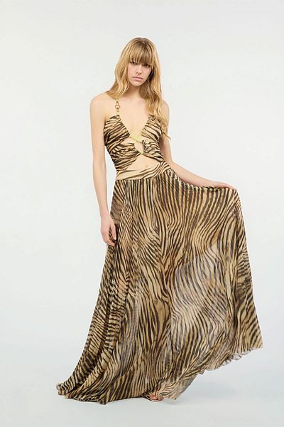 Just Cavalli Long Animal-print Dress - - 38, Brown