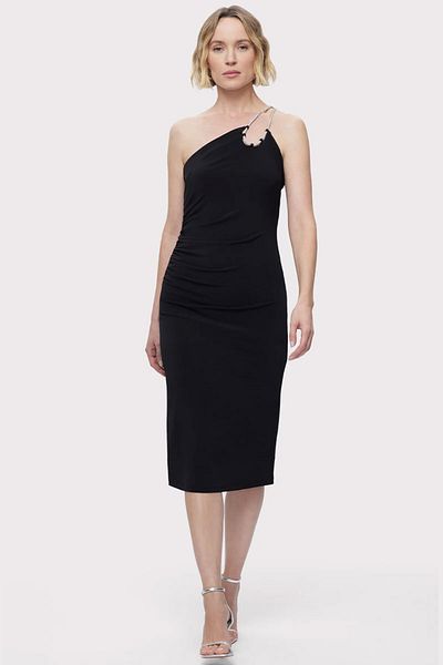 Herve Leger Rochie midi din jerseu cu bretele și garnitură cu cristale - - Negru, S