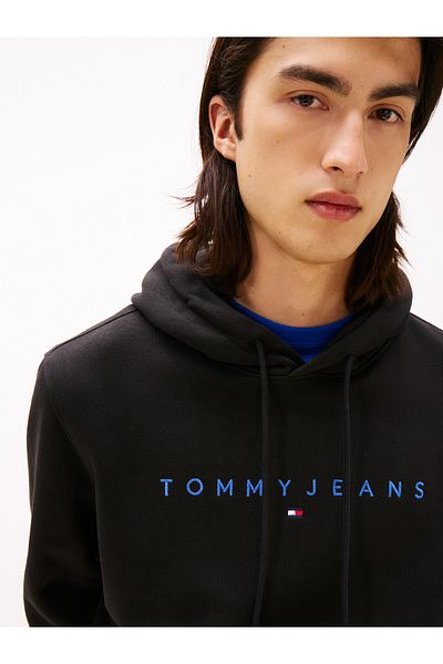 Tommy Hilfiger Male Black Reg Linear Logo Hoodie