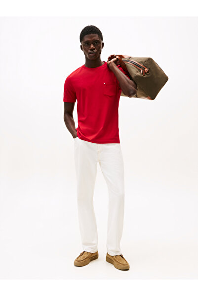 Tommy Hilfiger Tommy Hilfiger Men Medium Red Essential Solid Pocket Short Sleeve T-Shirt