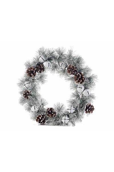 Decorer Hanging Christmas wreath, artificial fir tree, cones, bells, 35 cm
