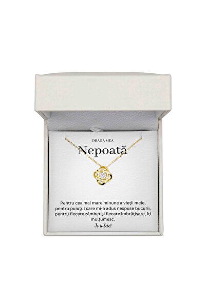 The Jewel Heart Necklace With Message For Niece – 925 Silver Plated With 14K Gold, Packed In Gift Box With LED