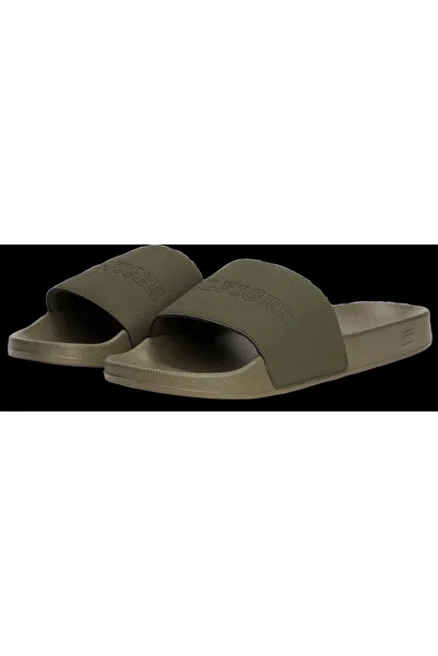 Tommy Hilfiger Tommy Hilfiger Men Army Green Tumble Hilfiger Pool Slides