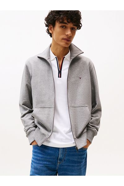 Tommy Hilfiger Tommy Hilfiger Men Medium Grey Heather Stand-Up Collar Zip-Thru Sweatshirt