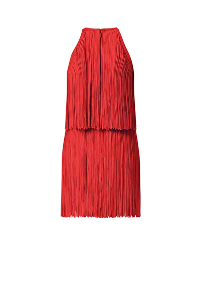 Herve Leger TIERED FRINGE MINI DRESS - HERVE LEGER - RED, M
