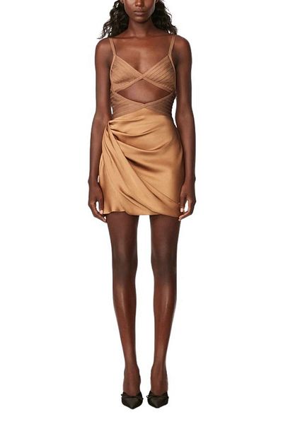 Herve Leger ROCHIE MINI CU DRAPAJ DECOUPE - HERVE LEGER X LAW ROACH - MARO, M