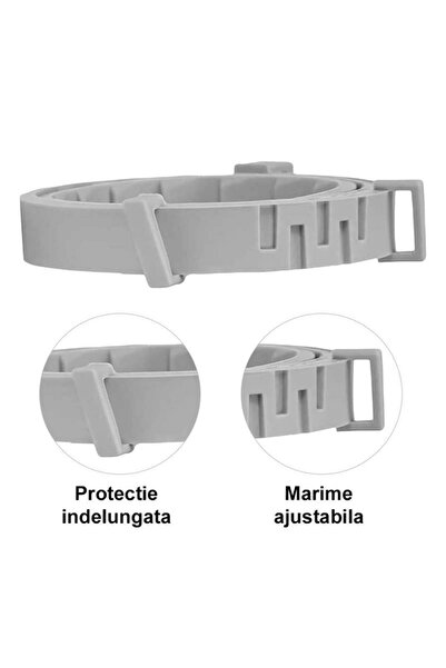 SIKS Antiparasitic Collar, Plant Oils, Anti Flea and Tick, Allergen Free, 62x1.5 cm, Silicone, Gray