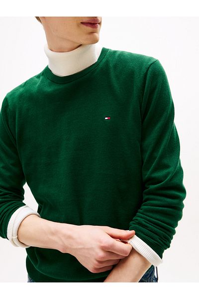 Tommy Hilfiger Men Ornamental Green Essential Ssnl Cotton Sweater